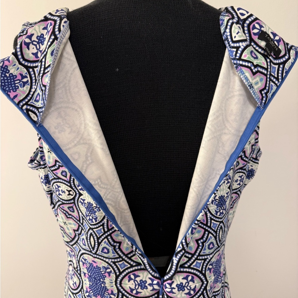 Talbots Blue and White Geometric Midi Dress - Picture 6 of 8